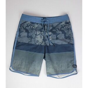 Huk Fishing Mens 32 Performance Blue Camo Swim Board Shorts H2000092 Coastal